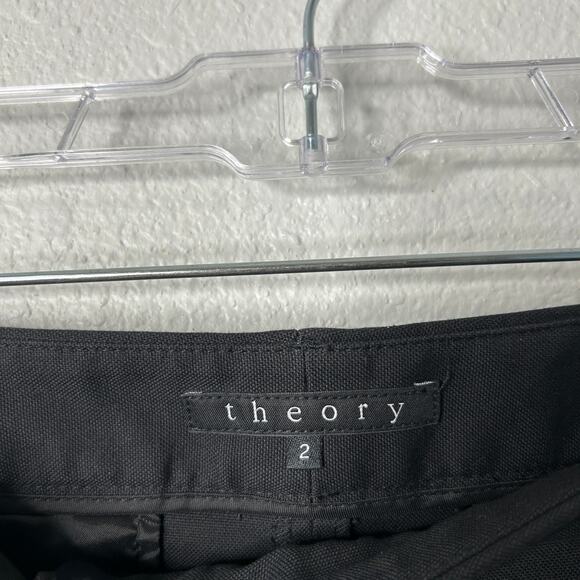 Theory Mini Shorts Women’s Size 2 Black Mid Rise Flat Front Pockets Cotton - Picture 3 of 6